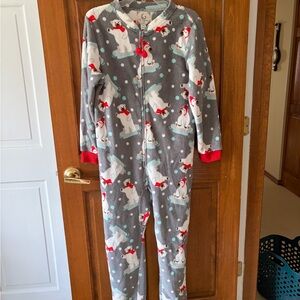Pj Couture Gray and Red Polar Bear Onesie Pajamas